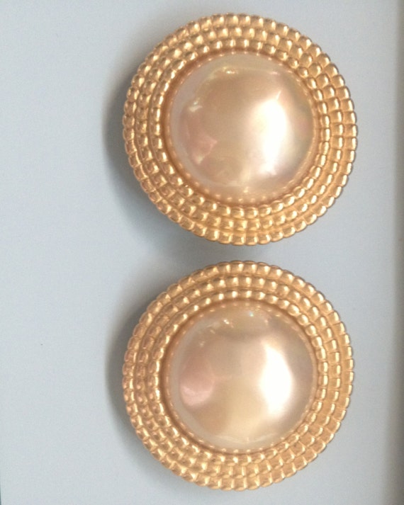 Carolee Vintage Statement Faux Pearl & Gold Tone Clip On Earrings