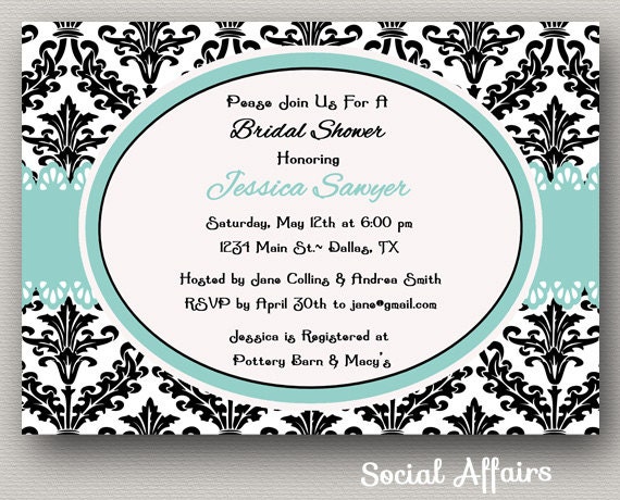 Bridal Shower Invitation Damask and Blue - DIY Printable Invitation Il_570xn