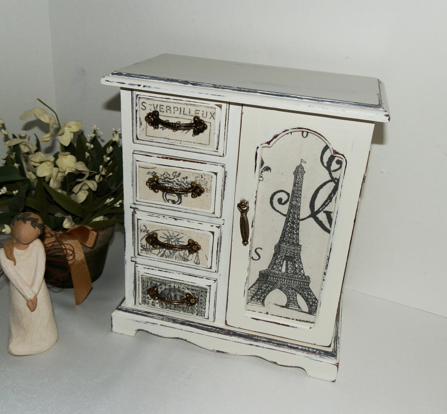 Jewelry Box Upcycled Ladies Girls Paris French Eiffel Tower