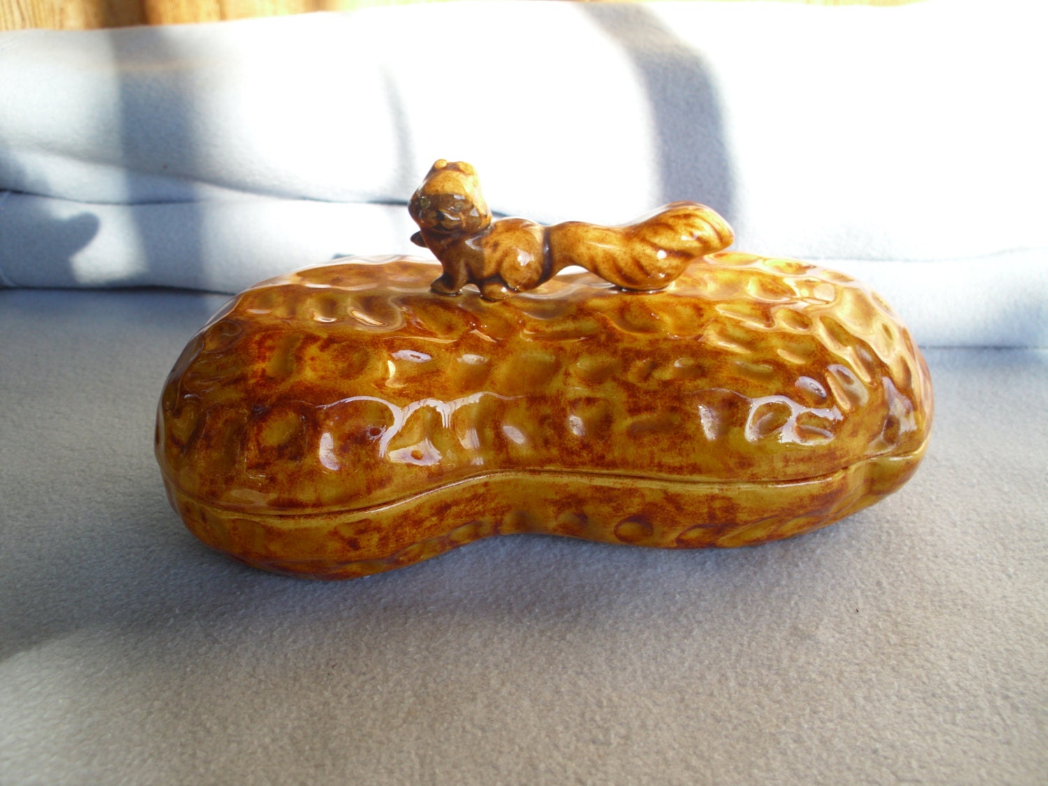 Vintage 1966 Hand Made Ceramic Peanut Shape Dish by Ocoglesby