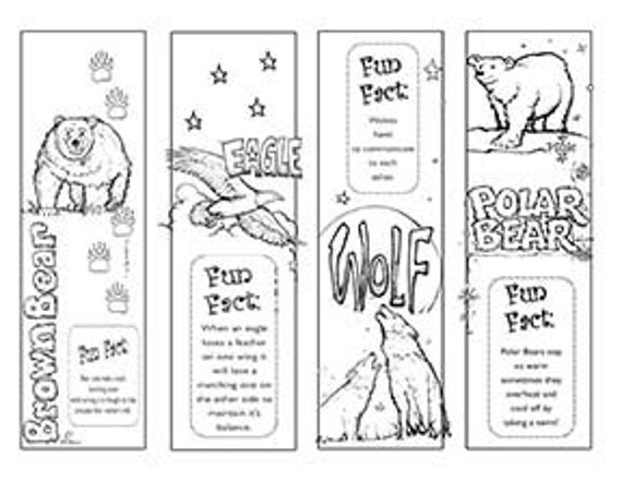 items similar to north american animal bookmarks to color yourself