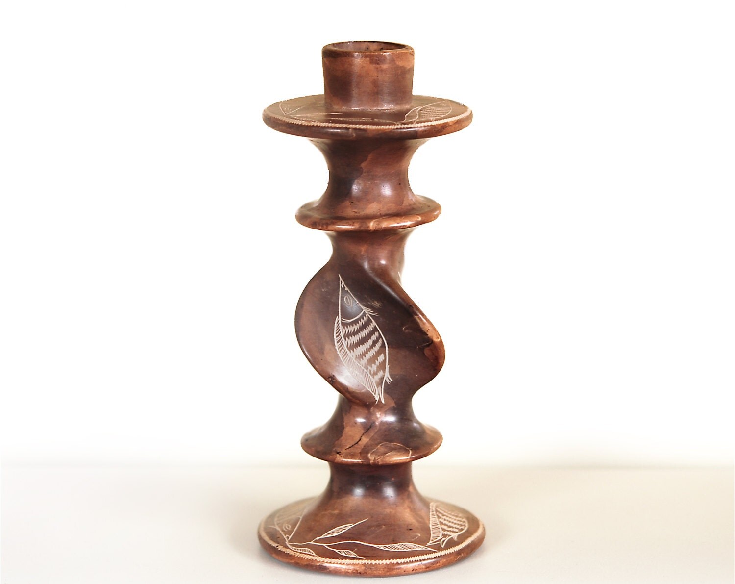 Candlestick Holder Candleholder Vintage African Hand Carved