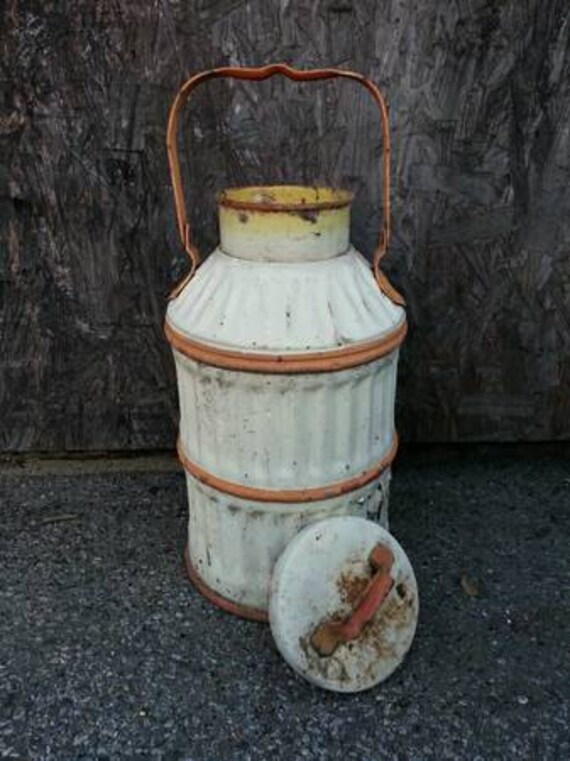 Antique Corrugated Galvanized Metal Milk Canister 5 by Digsmodern