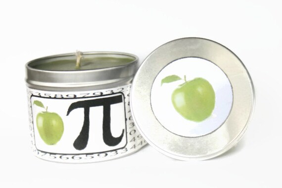 Apple Scented Soy Tin Candle, 4oz, Tin Candle, Soy Candles, Geek Candles, Pi, Geekery, Geeky Gifts, Geek Candles, Scented Candle, Soy Candle
