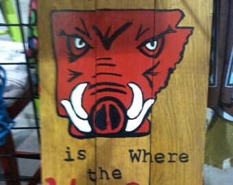 Large Wood Razorback Sign Popular items for arkansas sign on Etsy