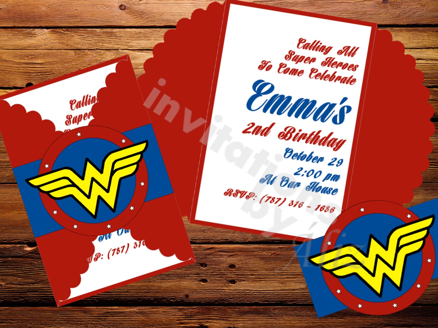Wonder Woman invitations Wonder Woman birthday party Wonder