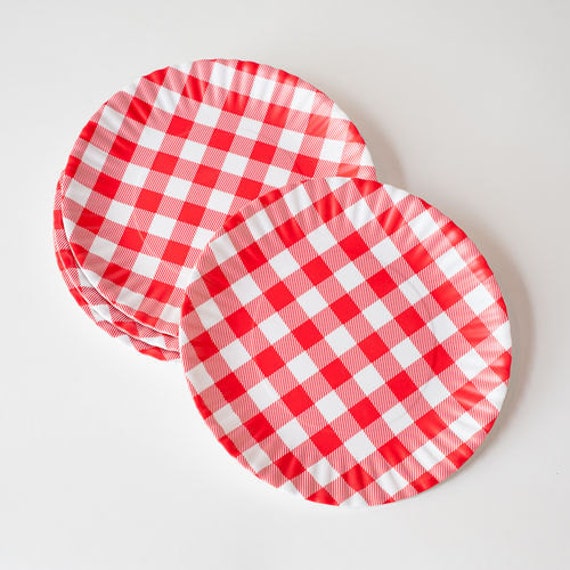 Items similar to Personalized Melamine Reusable Paper Plates Red and