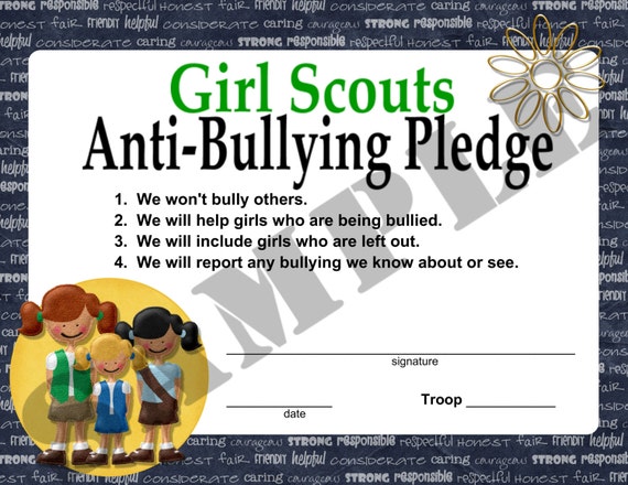 Girl Scouts Anti Bullying Pledge by ChaoticCraftsbyKris on ... Girl Scouts Anti Bullying Pledge by ChaoticCraftsbyKris on ...