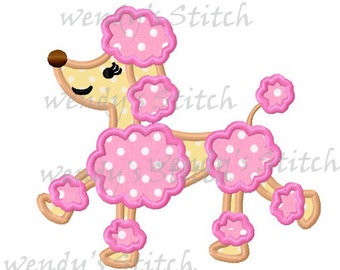 Poodle dog applique machine embroidery design digital pattern