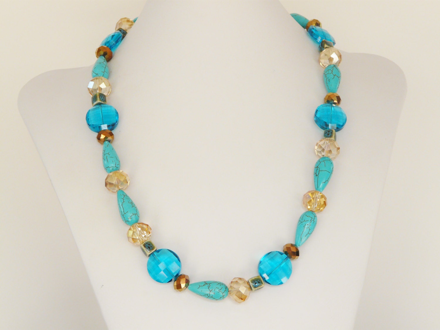 Long Necklace Chunky Turquoise Turquoise by LilykayCouture