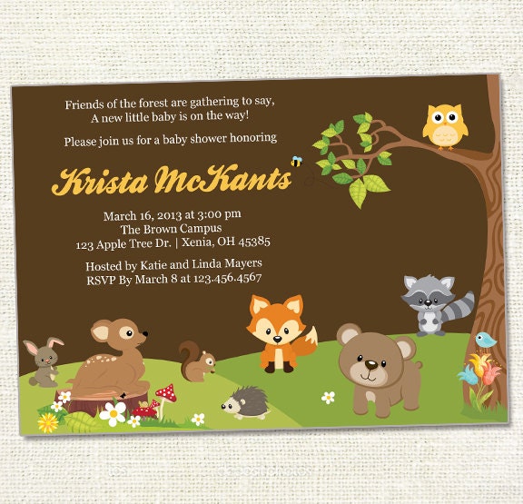 Forest Friends Baby Shower Invitations 1