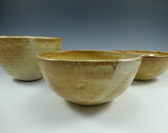 Handmade Pottery Wheel Thrown Bowl Sand and Surf Glazed
