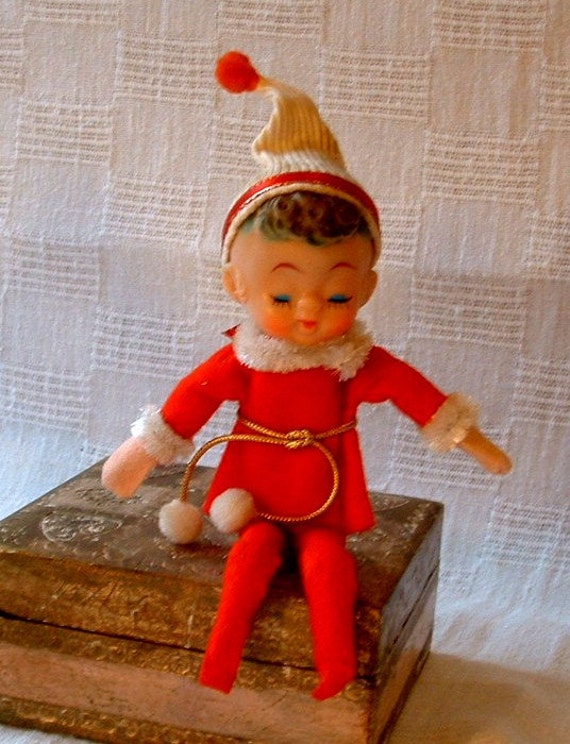 1960s Pixie Elf Knee Hugger Christmas Ornament 1899