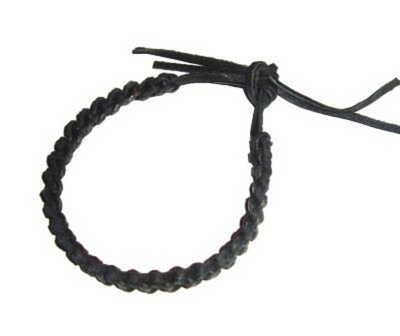 Black Plaited 100% Leather Wrist Ties / by IndoBeachBracelets