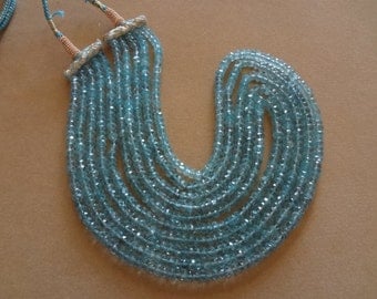 4.75 TO 5.25 mm Natural n Aquamarine Faceted Rondelle Full 13 inch strand-AA Quality