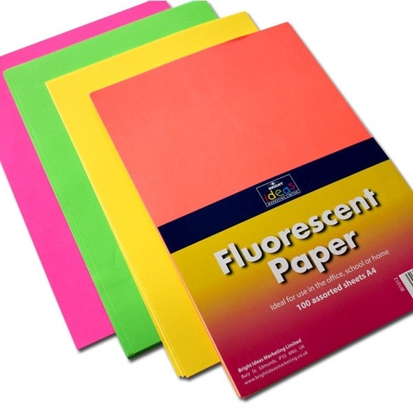 Fluorescent Paper A4 Pack of 10 sheets mixed by Sutherlandscrafts