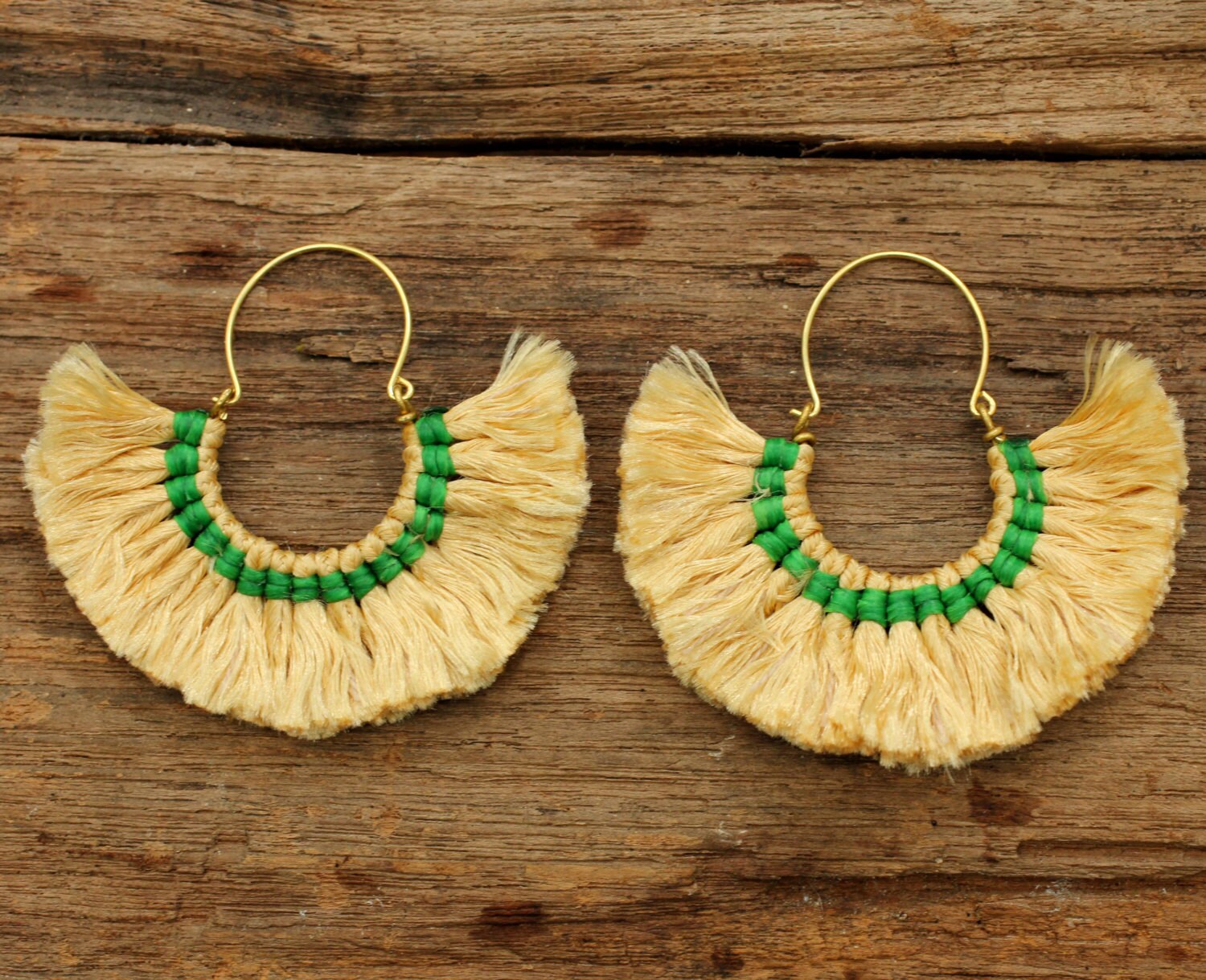 Sweet lime lover funky fluffed cotton earrings