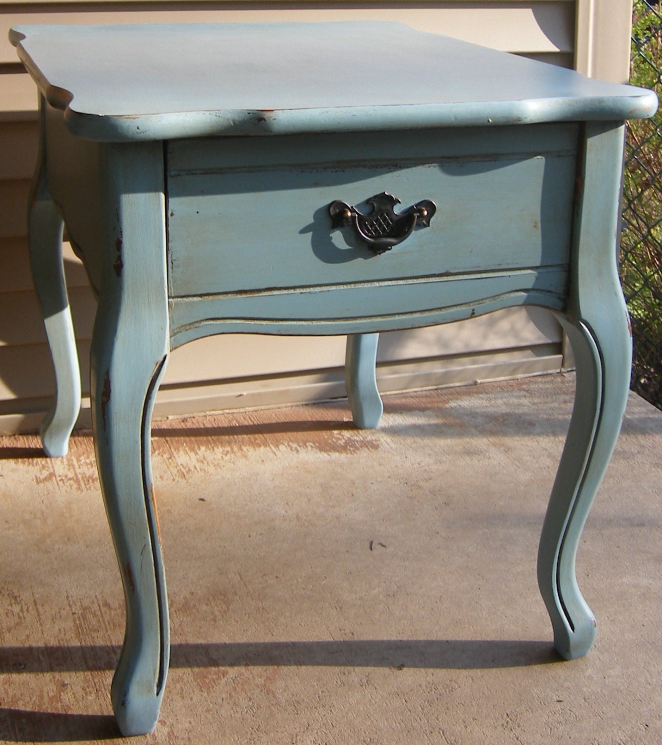 Blue Distressed Side Table by TheRusticRiver on Etsy