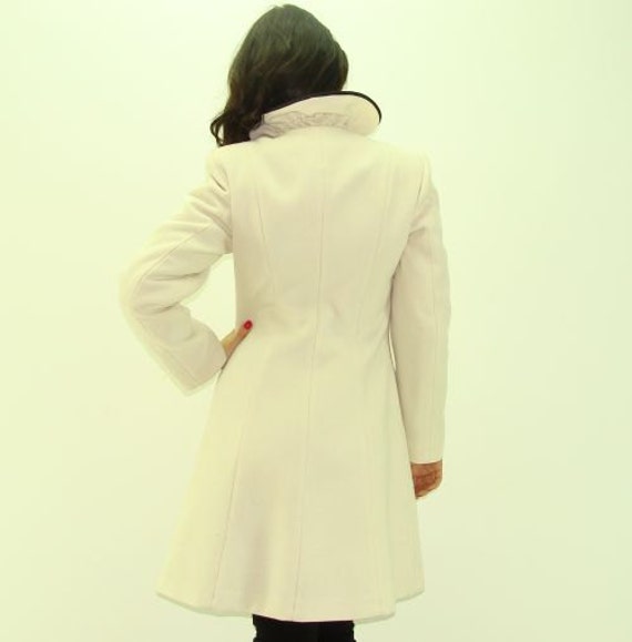 Coat White Winter Coat Cashmere Coat Front Flounces Wool Tunic