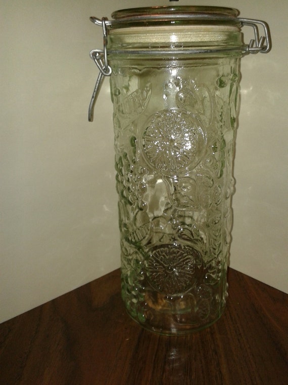 Fruit Embossed Glass Mason/Canning Jar by RobandJensOddsnEnds
