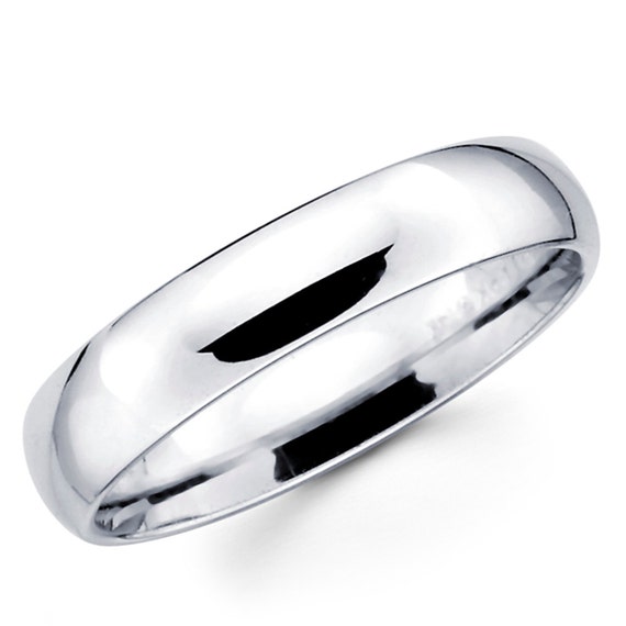 10K Solid White Gold 5mm Plain Wedding Band by ...