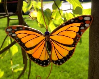 Monarch Butterfly stained glass suncatcher