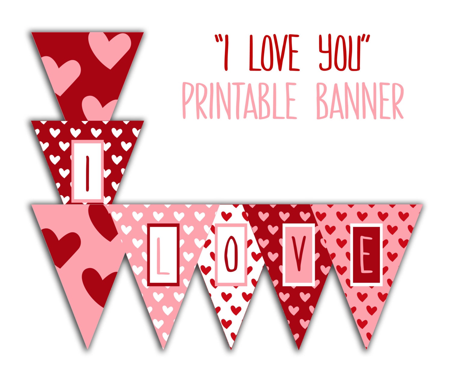 I Love You Banner Valentine Party Printable by PrtSkinDigital