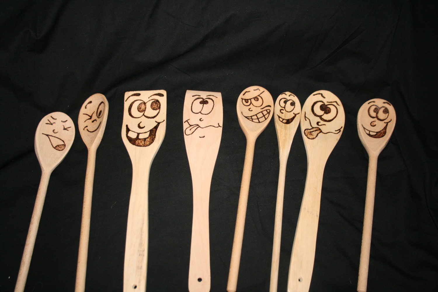 wooden spoon funny faces by andyswoodnart on Etsy