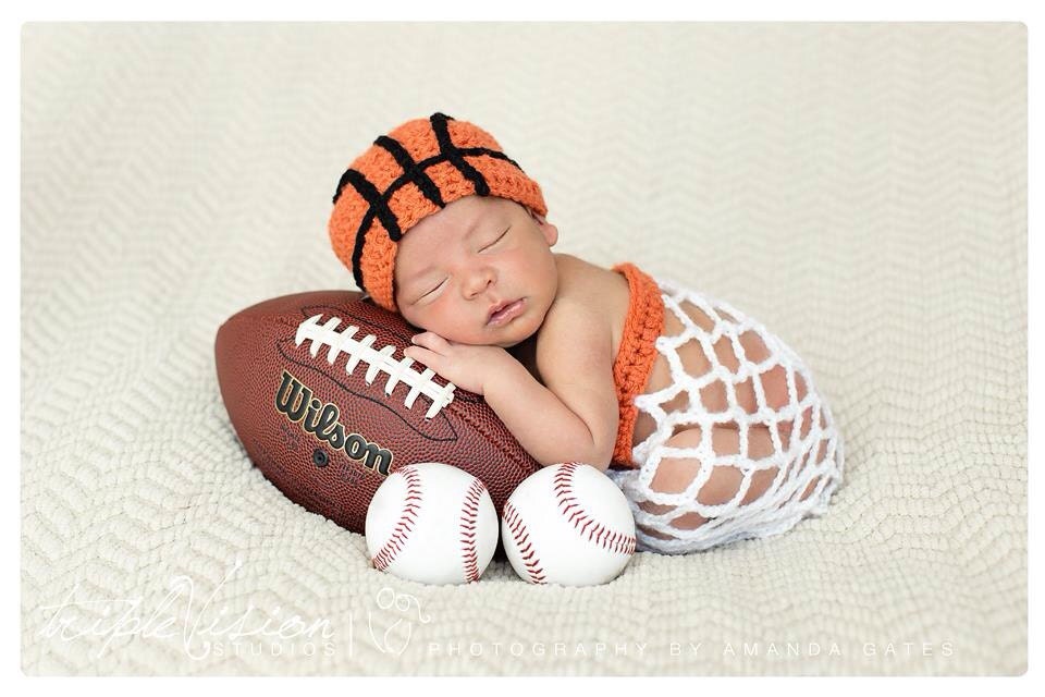 Newborn Baby Basketball Sport Hat and Net Set Photography Prop