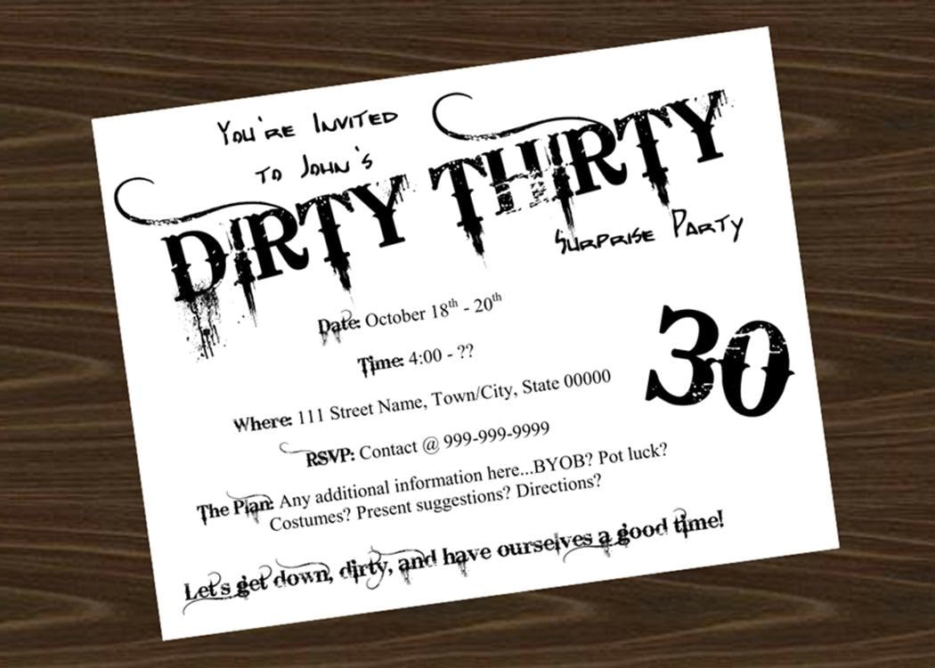 Dirty 30 Birthday Invitations 3