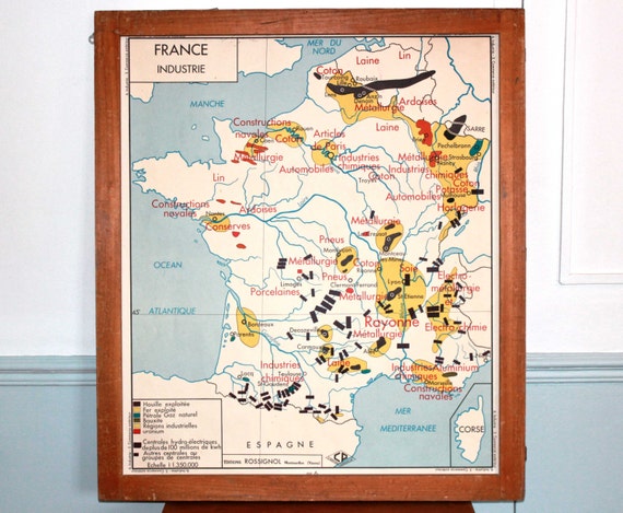 FRANCE Industry Foreign Trade Map GEOGRAPHY by LeRetroMarket