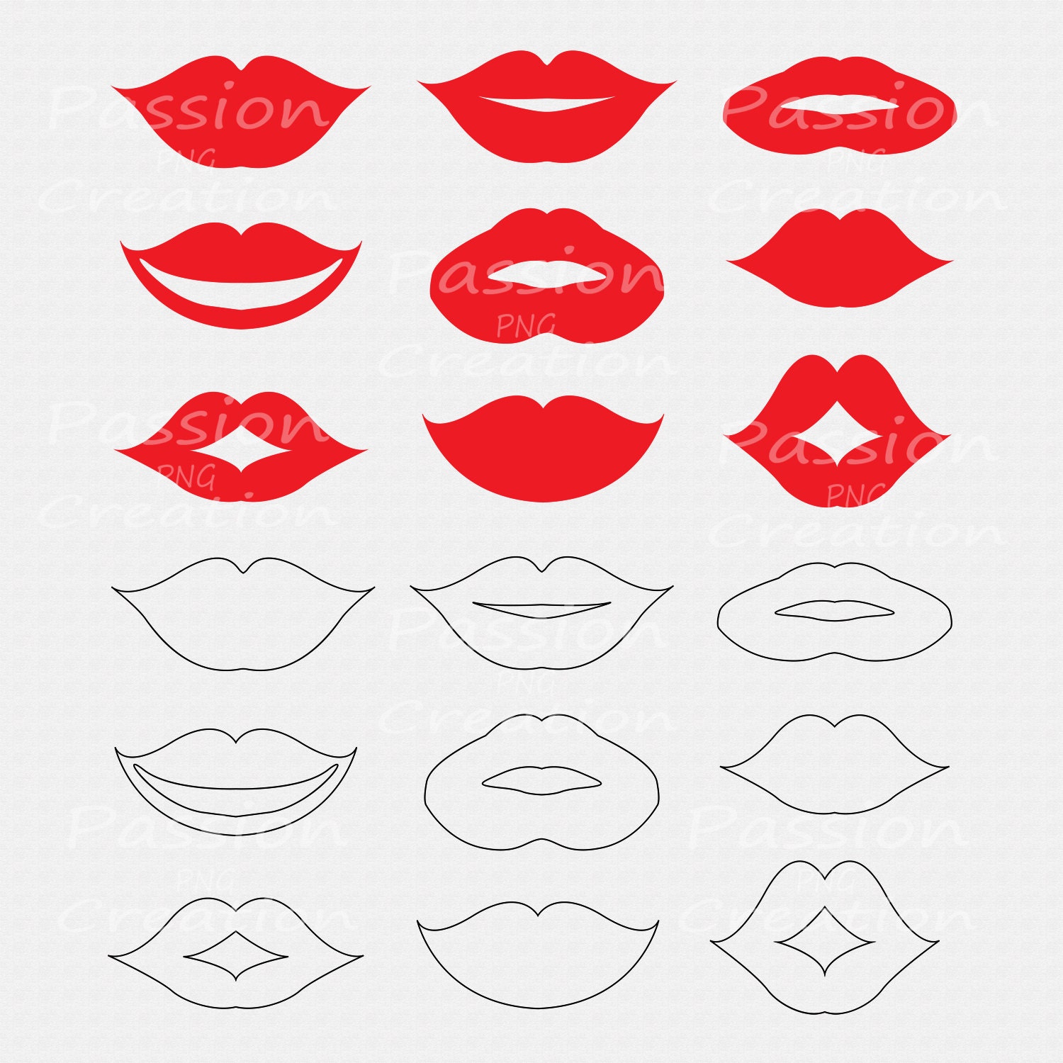 Digital lips clipart Printable Photo Props photo booth