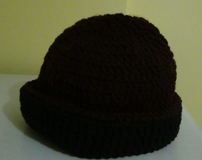 Hat - Winter Hat - Black Brown Reversible Headwear - Fishermans Cap