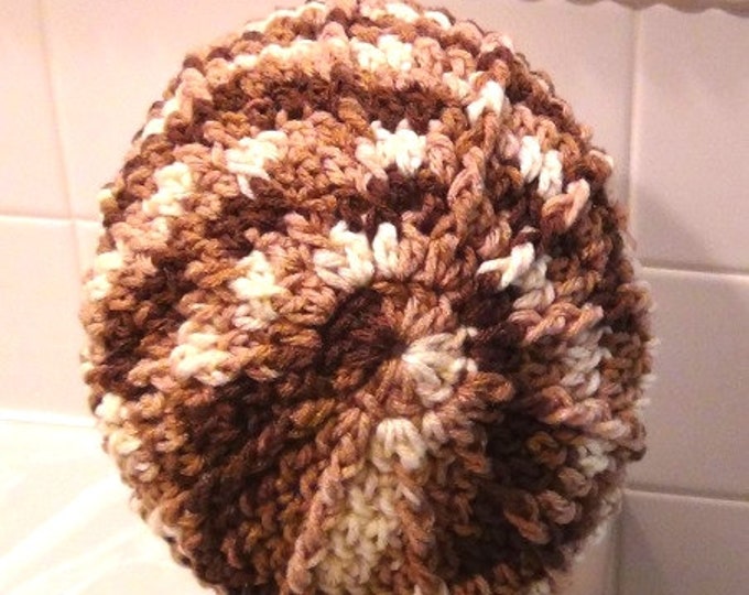Hat - Unisex Beanie - Brown Cap - Slouch hat - Ombre Beanie - Handmade headwear - Crochet Ribbed hat for Men or Women - Skullcap