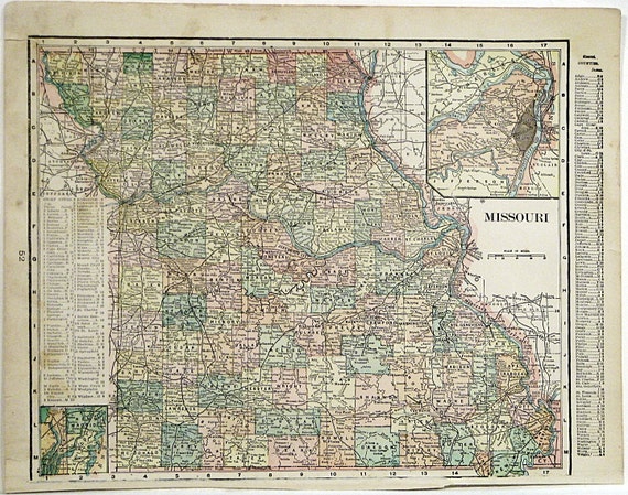 State of Missouri Atlas Map circa 1900 by ClassicTouchPrints