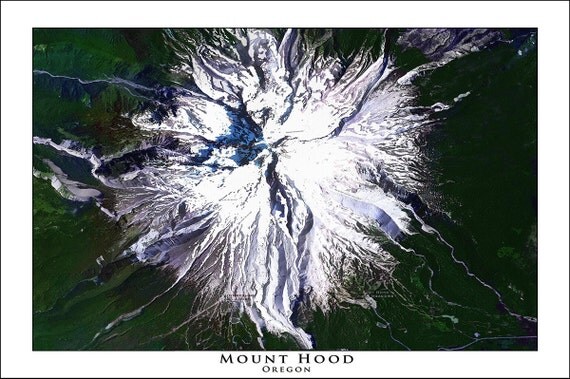 MOUNT HOOD Map Blue Print Map Topo Maps Wall Maps Pacific