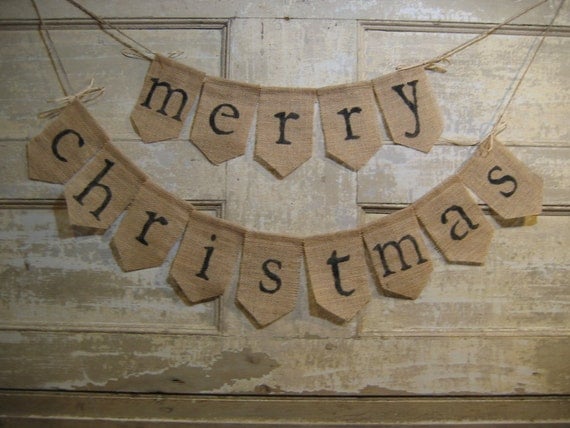 Merry Christmas Burlap Banner, Merry Christmas Bunting, Christmas ...