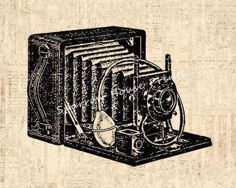 Antique Camera Print Old Fashioned Home Decor Vintage Print with Vintage Script Paper Background No.1526 B4 8x8 8x10 11x14