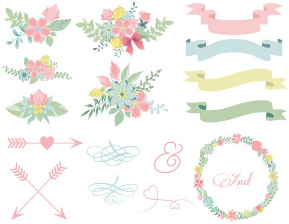 Instant Download Wedding Floral Clipart Digital by OneStopDigital