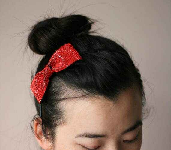 Sparkling Nikki Red Bow Headband Party headband Pinup
