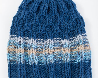 Items similar to Knitted Fleece Lined Men's Smoke mix hat on Etsy