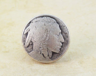 Indian Head Metal Buttons 20mm Antique Silver Qty 3