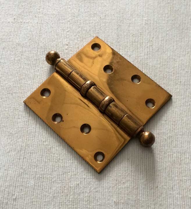 Vintage Brass Hinge with Ball Finials by