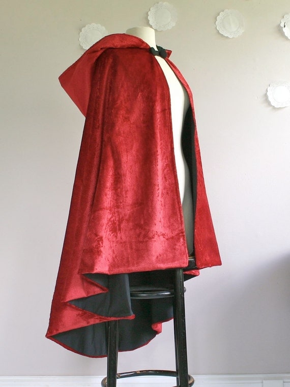 Red Riding Hood Cape Velvet Hooded Long Cape