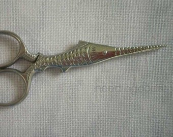 silver SWORDFISH scissors for knitting, cross stitch, crafts, embroidery