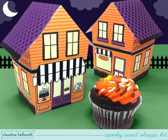 halloween sweet shoppe - cupcake box, candy & favor box, party centerpiece printable PDF kit - INSTANT download Il_570xn