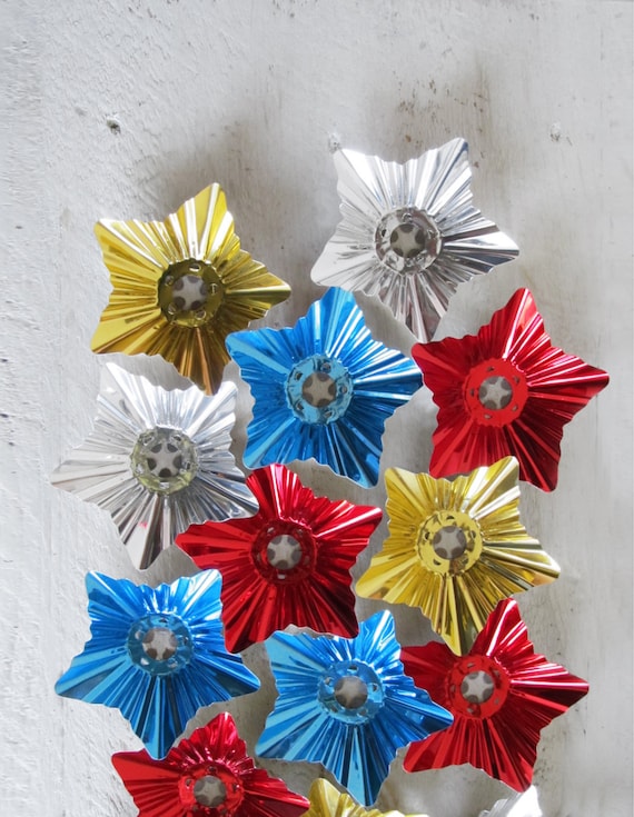 16 Vintage Large Aluminum Foil Star Shaped Light Bulb