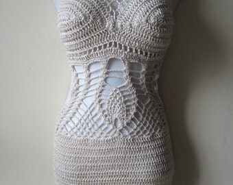 Crochet monokini, Crochet dress, Crochet cover up, festival clothing, Offwhite monokini , beach cover up, summer dress, resort wear, party