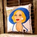 RESERVED for Christine Only ...SIMONE FRENCH Kiss Pillow, hand painted, French linen, Paris lady, Gift for Francophile, Eiffel Tower