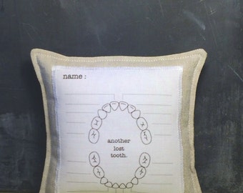 tooth fairy pillow.personalized. boys or girls tooth pillow with chart. as seen in FAMILY FUN MAGAZINE.